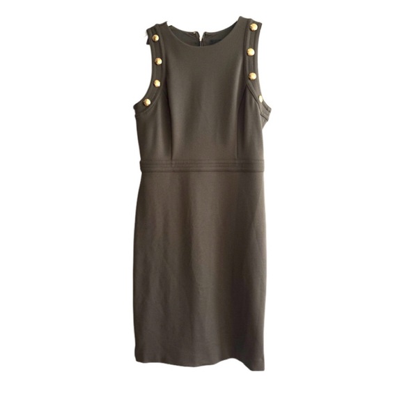 WHBM Luxe Stretch Sleeveless Button Detail Dress Sheath Sergeant Green Size 8 - Picture 14 of 16